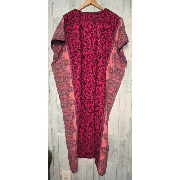 J. Peterman Boho Paisley Pink Kaftan Maxi Dress Sz. S/M - Picture 3 of 8